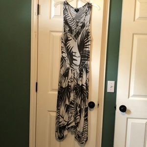 Tropical patten handkerchief hem dress